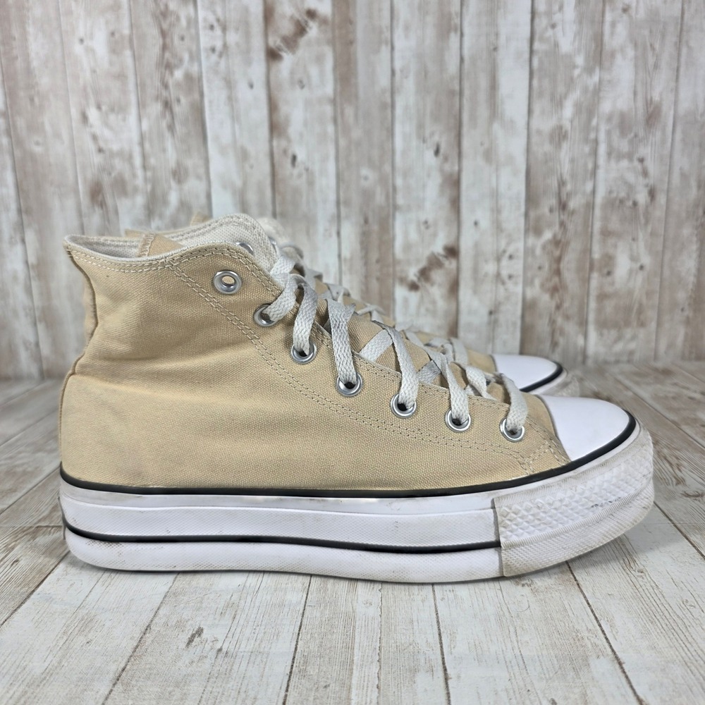 Converse Chuck Taylor All‎ Star Platform High Top Sneakers Beige Women's Size 7